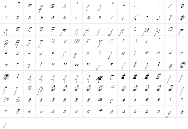 FZ JAZZY 45 HOLLOW ITALIC Normal  glyph index