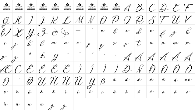 UNIVERSAL SCRIPT Personal Use Regular  glyph index