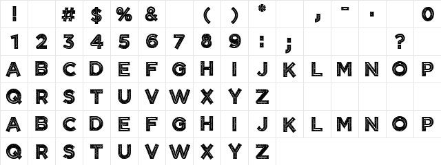 CF Tangerine Grunge Regular  glyph index