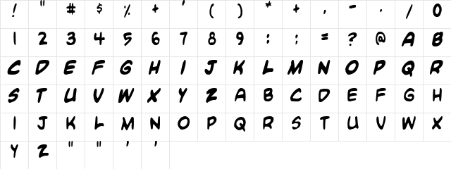 Blambot Custom Regular  glyph index