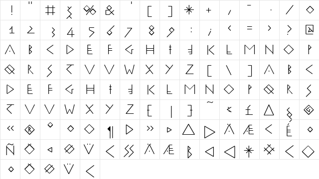 RuniK50 Regular  glyph index
