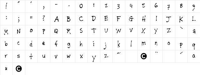 Napkin TheModern  glyph index