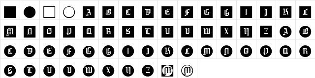 GotikaButtonsOne Regular  glyph index