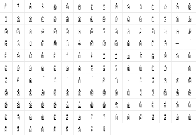 MedicineShelf Regular  glyph index