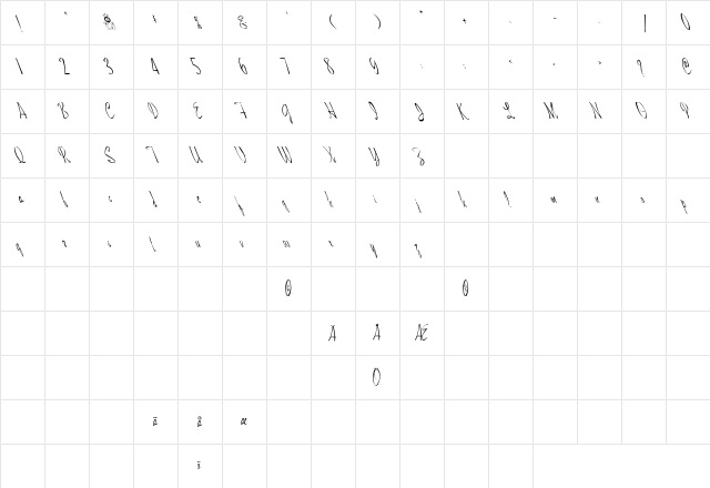 Maidstone Leftie Regular  glyph index