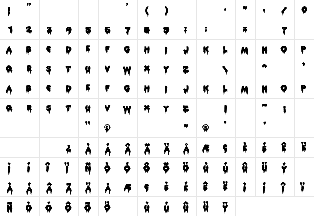 ROCKY AOE Regular  glyph index
