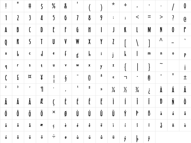 Fledgling SemiBold  glyph index