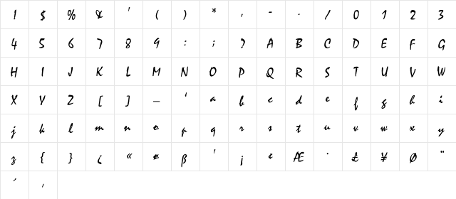 Soothsayer Light Regular  glyph index