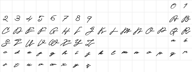 Juliaguz Regular  glyph index