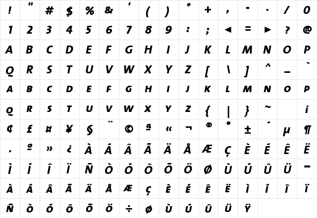 TheMixExtBolCapIta Regular  glyph index
