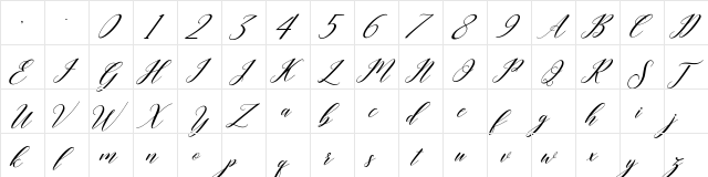 last night Regular  glyph index