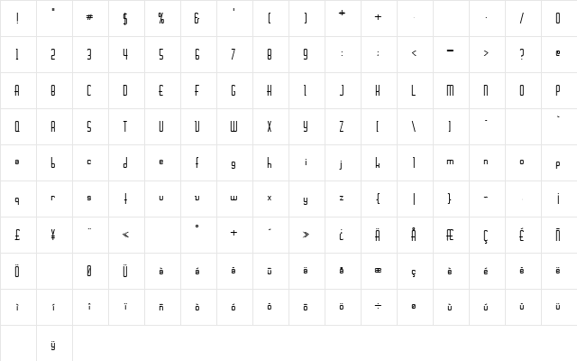 Arlingtons Bold Bold  glyph index
