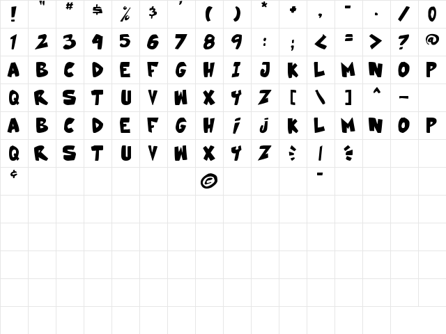 30 Pack Girl Bold  glyph index