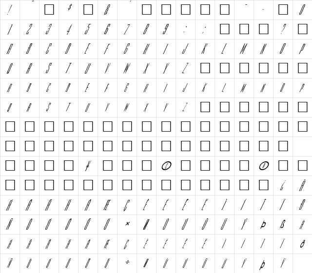 FZ BASIC 39 ITALIC Normal  glyph index