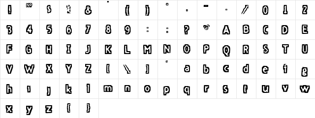 FiveFingerDiscount Regular  glyph index