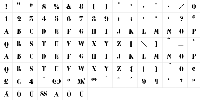 LeArchitect Regular  glyph index