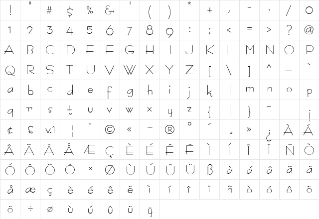 BernhardFashionHmk Regular  glyph index