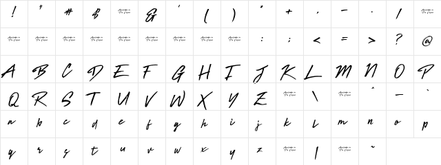 Brat Regular  glyph index