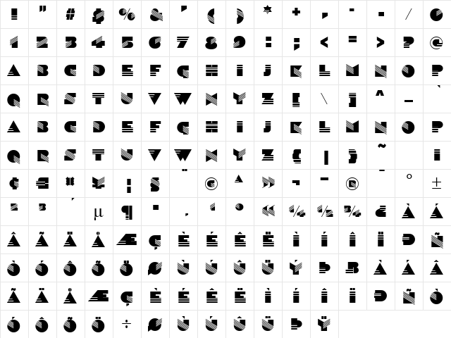 Sinaloa ICG Regular  glyph index