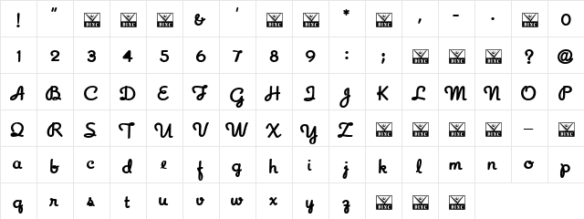 CinemaAisles Regular  glyph index