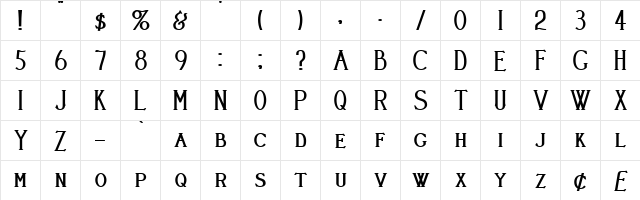 Cleaver's_Juvenia_Heavy Normal  glyph index