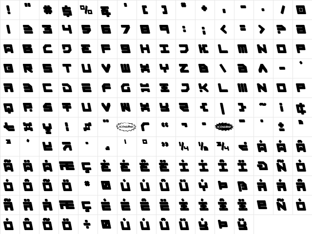 Omega-3 Leftalic Italic  glyph index