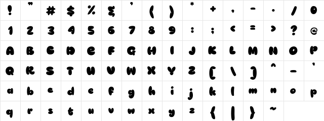 Blob And Happy Regular  glyph index