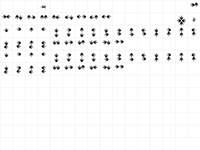 Dinotopian Bold  glyph index