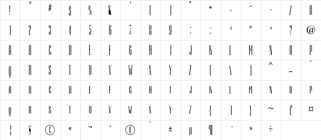 CamertonEC Regular  glyph index
