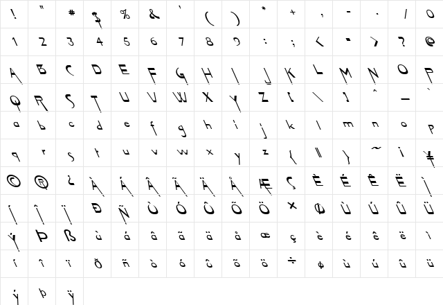 FZ JAZZY 45 LEFTY Normal  glyph index