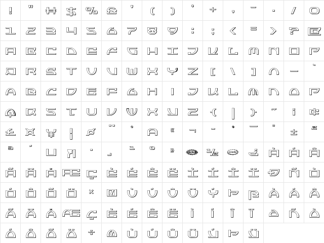 Jumptroops 3D Regular  glyph index