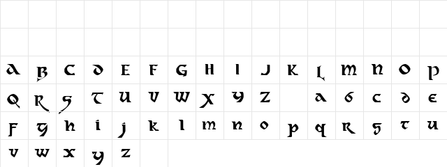 Dahaut Regular  glyph index