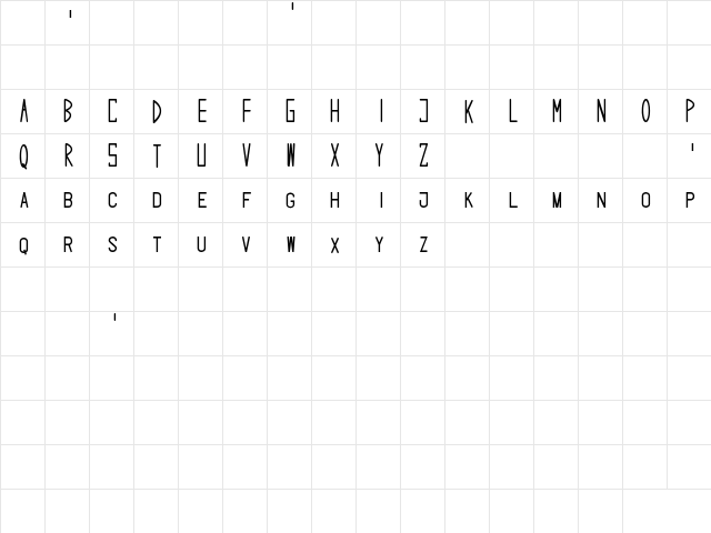 Ghostbusters Nametag Regular  glyph index