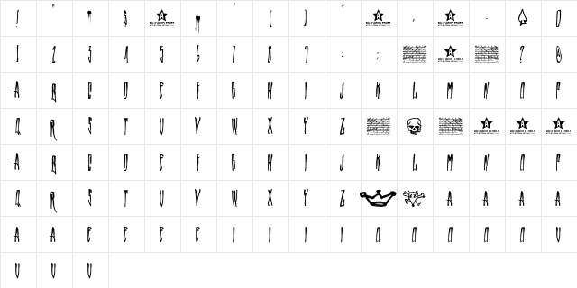 WALLRIDER Regular  glyph index