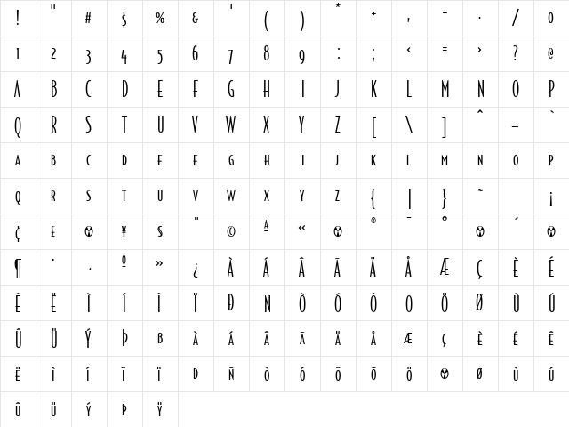 BodegaSans LightSmallcaps  glyph index