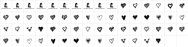 Crazy Hearts Regular  glyph index