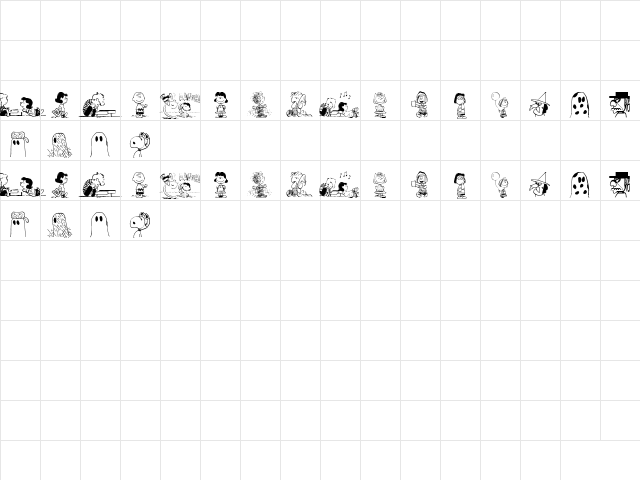 Peanuts Gang Dings Regular  glyph index