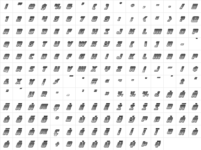 Victory Comics Chrome Italic Italic  glyph index