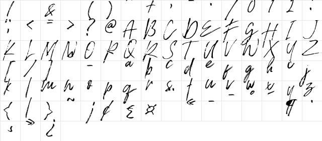 FontBlade Regular  glyph index