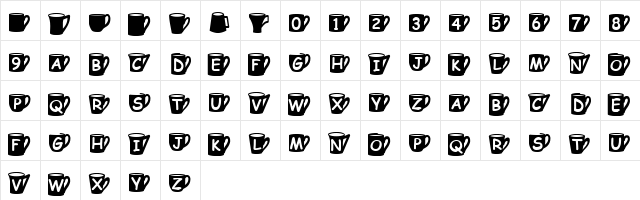 Coffee  Mugs Regular  glyph index