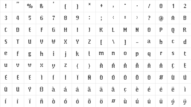 Parisienne Small Bold Regular  glyph index
