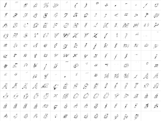FZ ROMAN 37 SPOTTED ITALIC Normal  glyph index