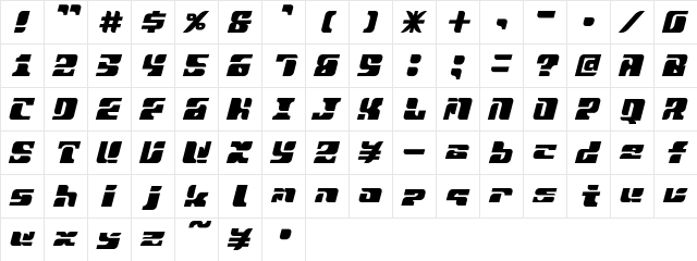 Sportswear EFaster  glyph index