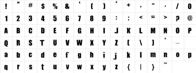 Cyprusboom Regular  glyph index