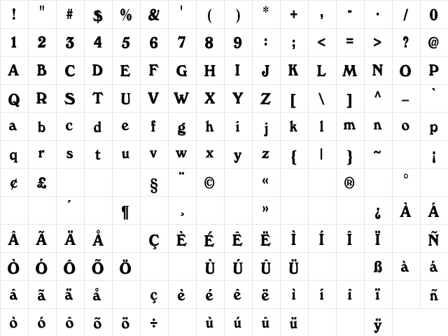 WindsorDemi.fog Thin Regular  glyph index