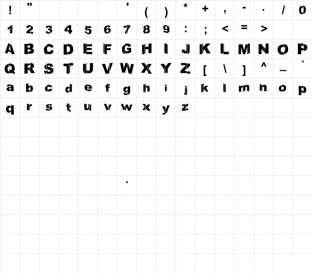 Reclaim the Streets Regular  glyph index