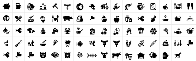 Bocartes fritos Regular  glyph index