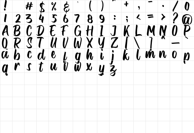 Dellana Regular  glyph index