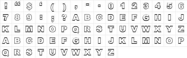 Outline Regular  glyph index