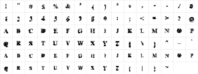 Bronze Regular  glyph index